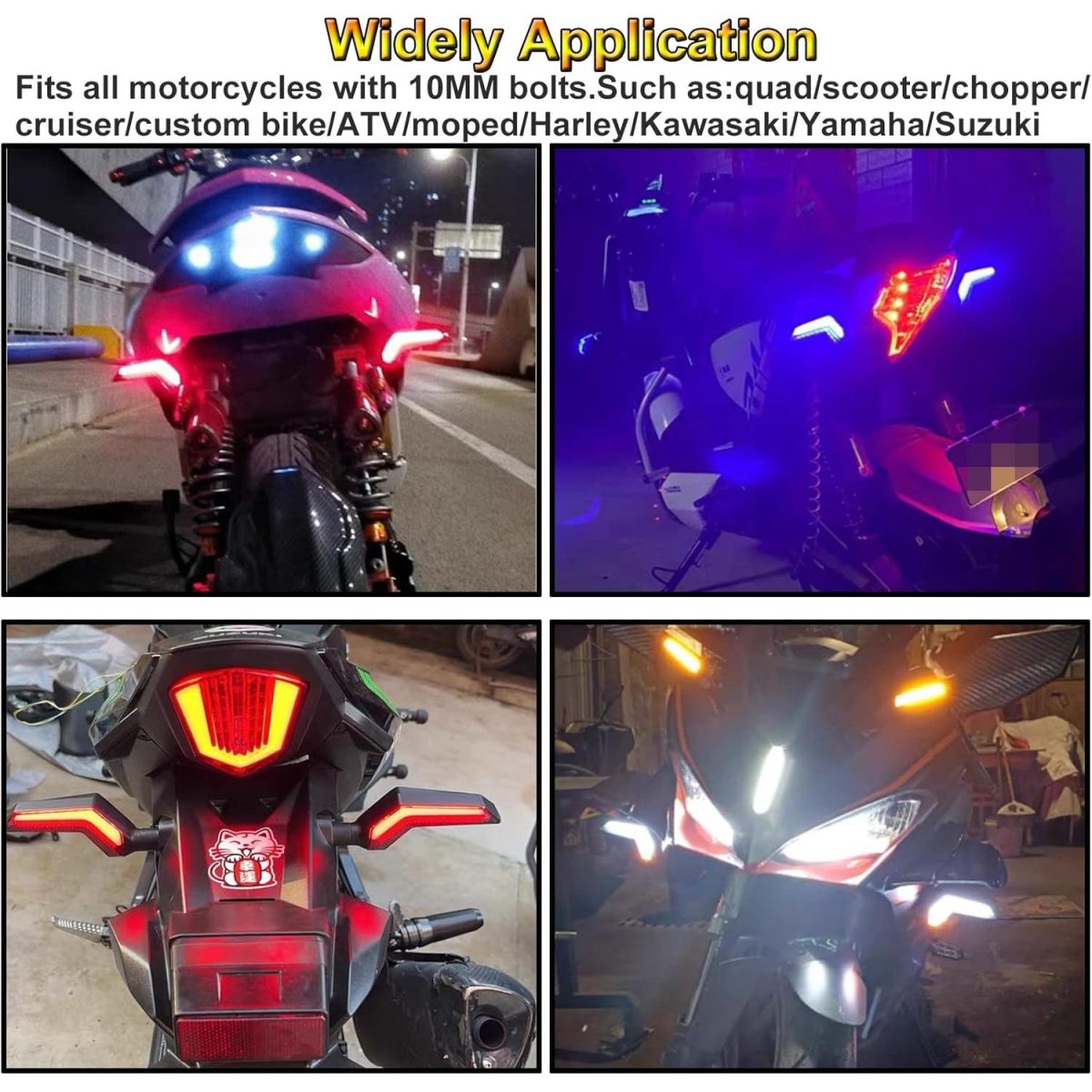 Set 2 Lampi Semnalizare Moto, Model Bumerang, Cu 2 Functii, Pozitie Si Semnalizare, Tensiune 12V