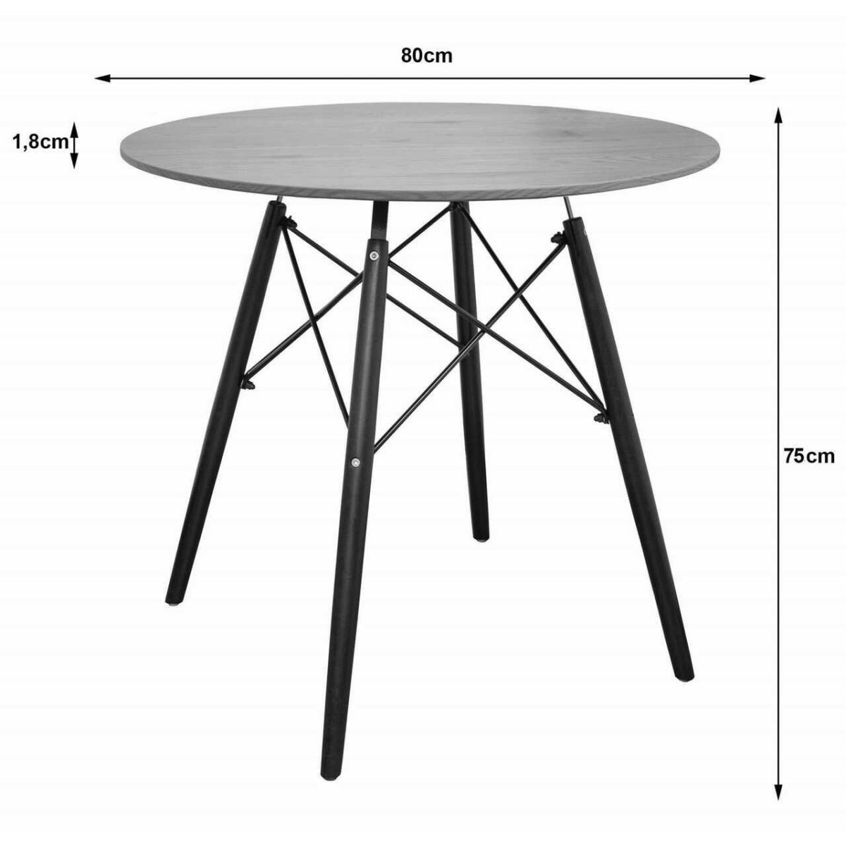 Masa Stil Scandinav, Artool, Rotund, Mdf Si Lemn, Natur, 80X75 Cm