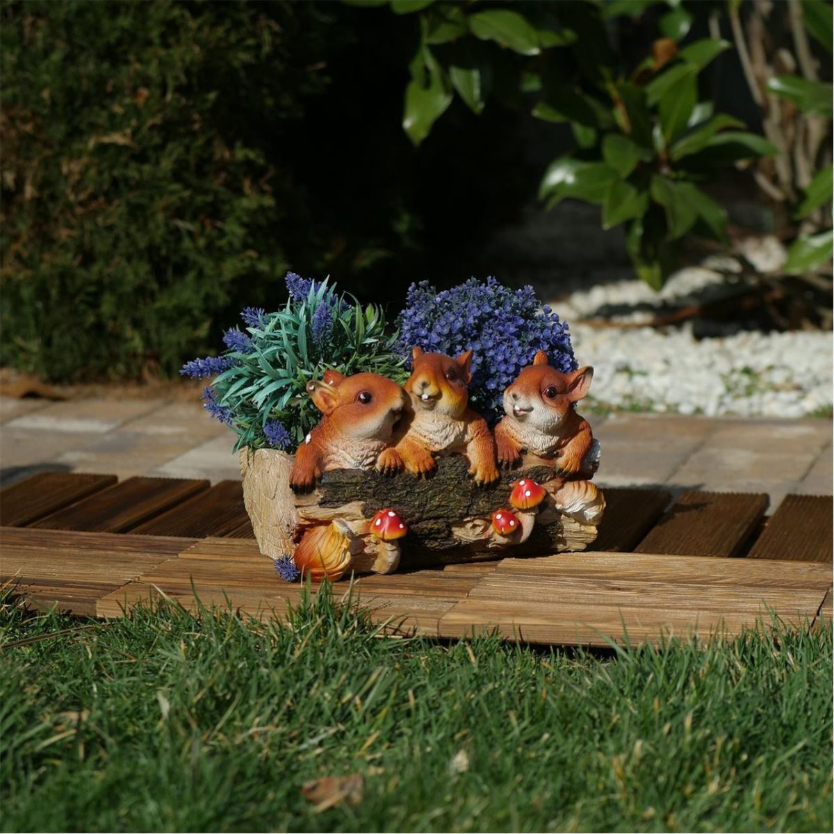 Decoratiune Gradina, Polirasina, Veverite Cu Ghiveci, 31X22X20 Cm