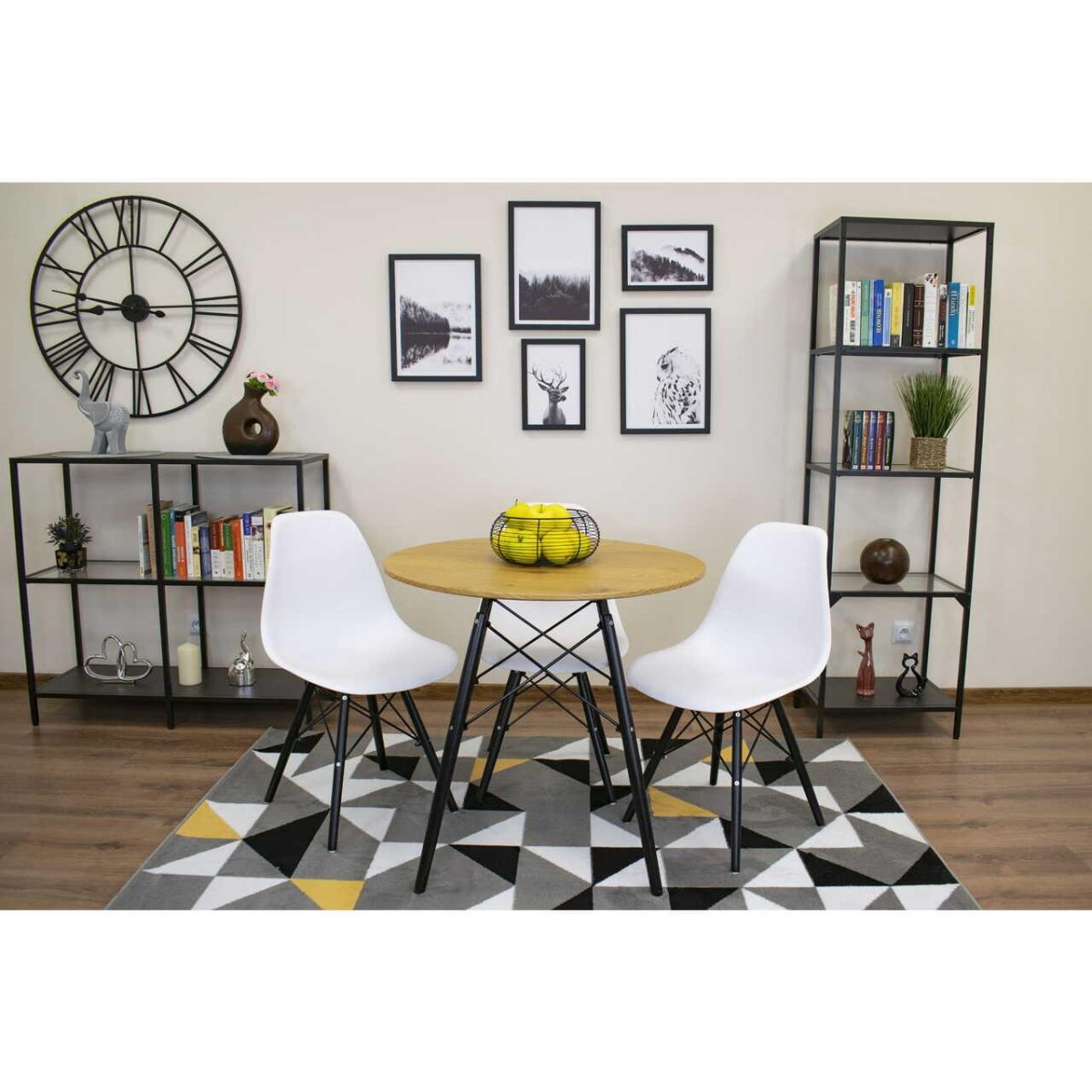 Masa Stil Scandinav, Artool, Rotund, Mdf Si Lemn, Natur, 80X75 Cm