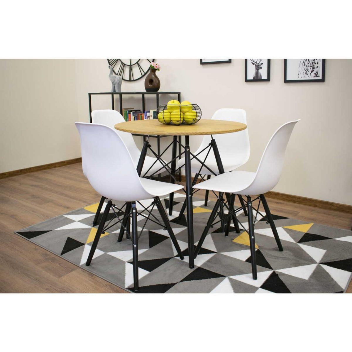 Masa Stil Scandinav, Artool, Rotund, Mdf Si Lemn, Natur, 80X75 Cm