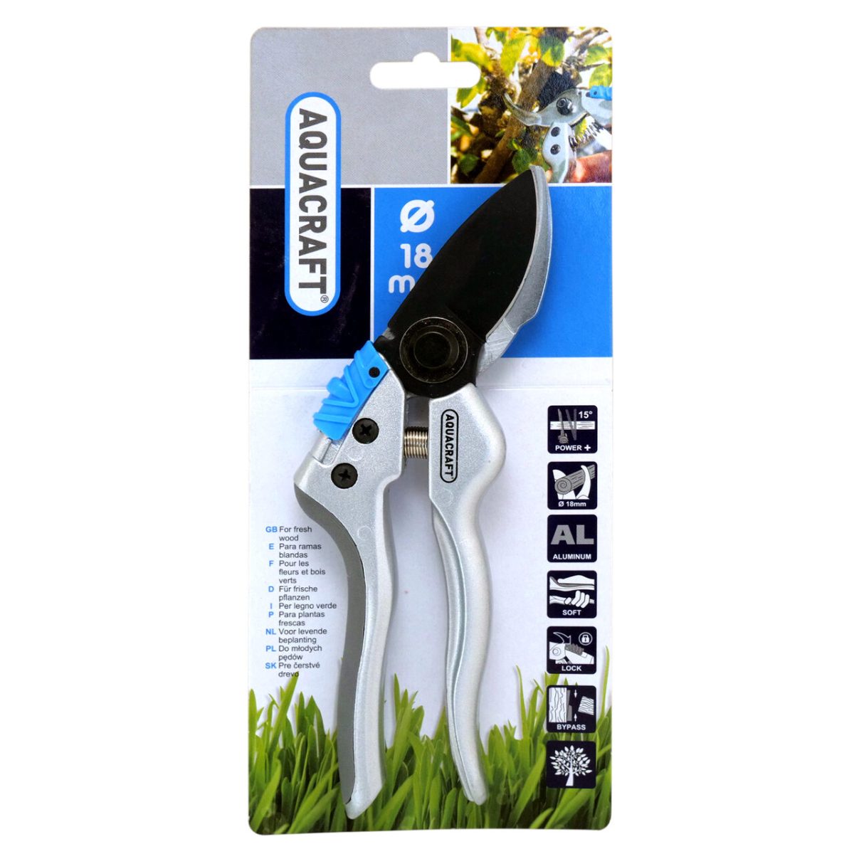 Foarfeca Gradina, Tip Bypass, Curbata, Pentru Trandafiri, Pomi, Vita De Vie, 25.3 Cm, Aquacraft