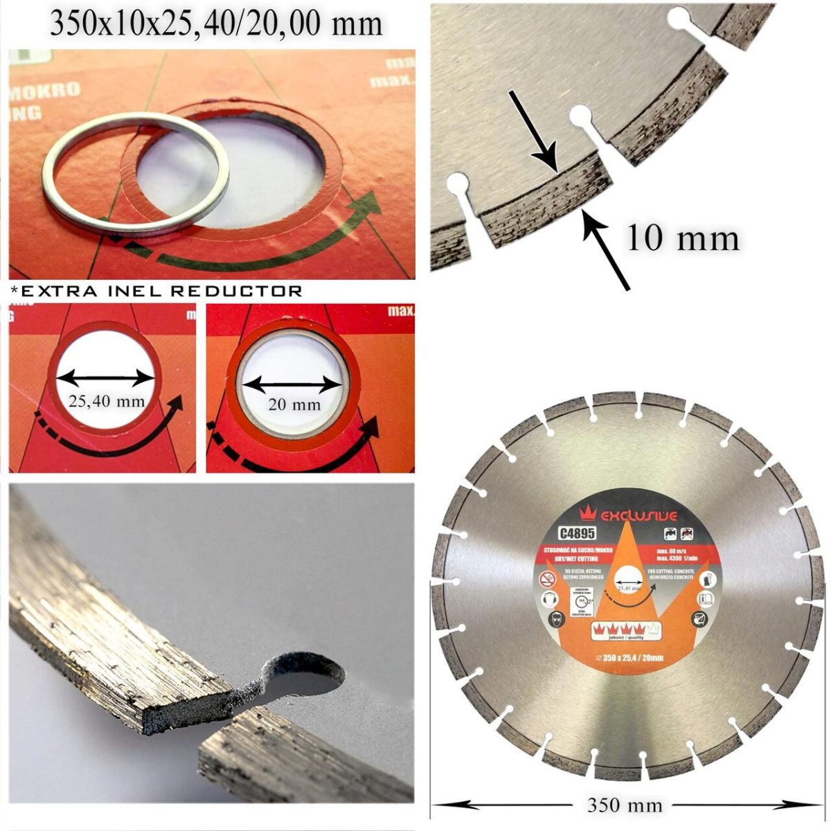 Disc Diamantat, Beton, Taiere Umeda Si Uscata, 350 Mm/25.4 Mm, Richmann Exclusive