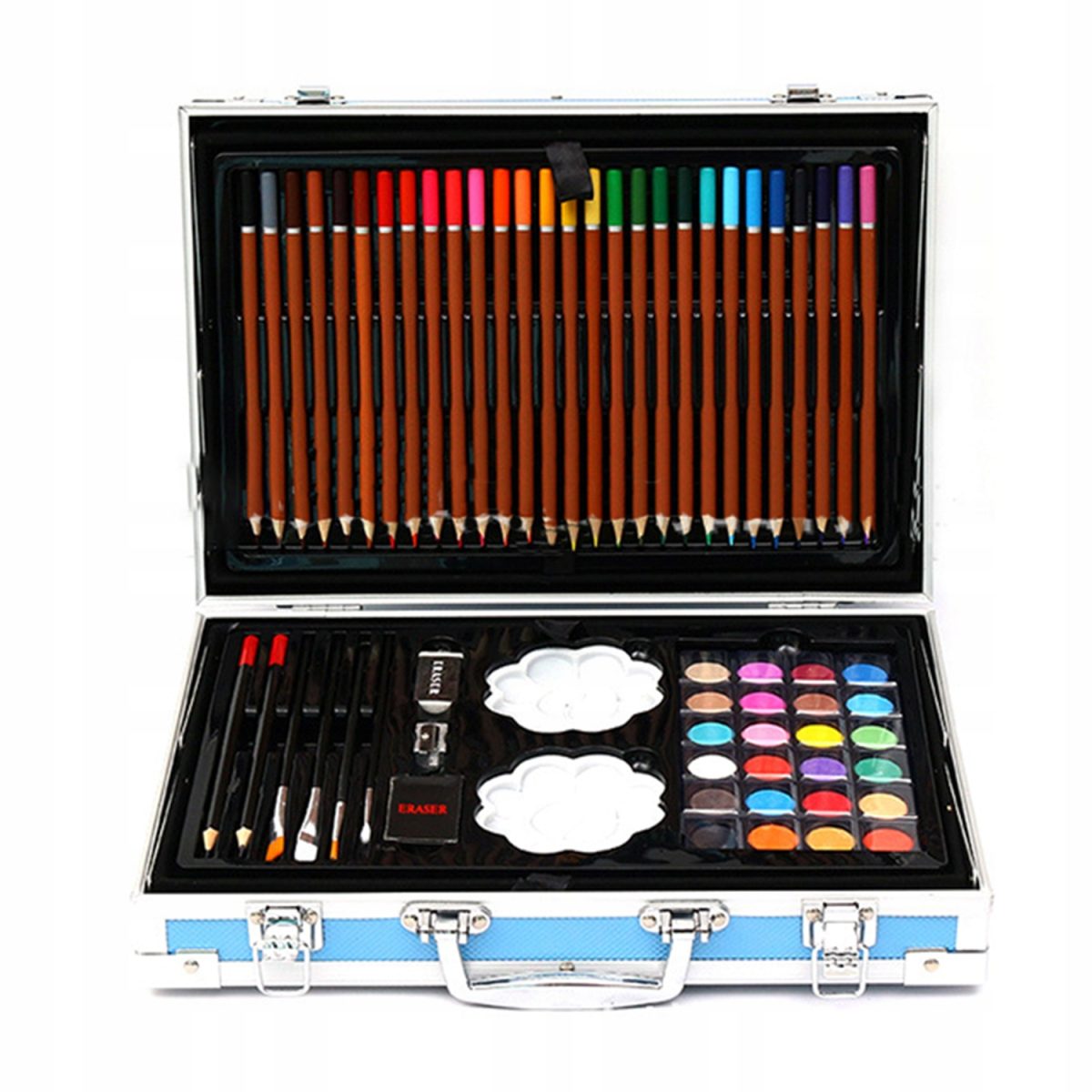 Set 145 Piese Pentru Pictura, Pentru Copii Sau Adulti, Pixuri De Colorat, Creioane Colorate Si Vopsele De Pictura, Cu Geanta De Transport Albastru Dinozaur, Model Avx-Wt-Dinart145