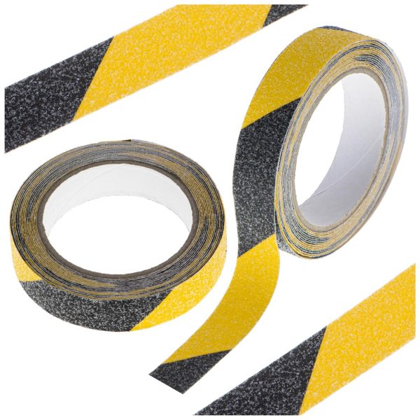 Banda Anti-Alunecare, autoadeziva, Negru Galben, 5m x 25mm