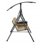Balansoar gradina, 2 locuri, cu masuta, perne, crem, 180x117x162 cm, Melinda