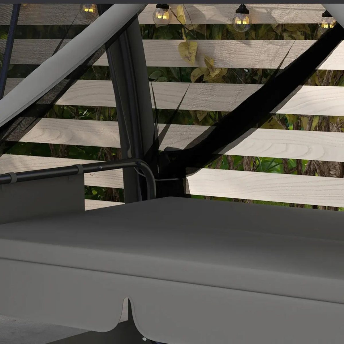 Balansoar Gradina, 3 Locuri, Cu Plasa Insecte, Gri Inchis, 240X140X197 Cm, Functie Pat, Max 300 Kg, Monte Carlo