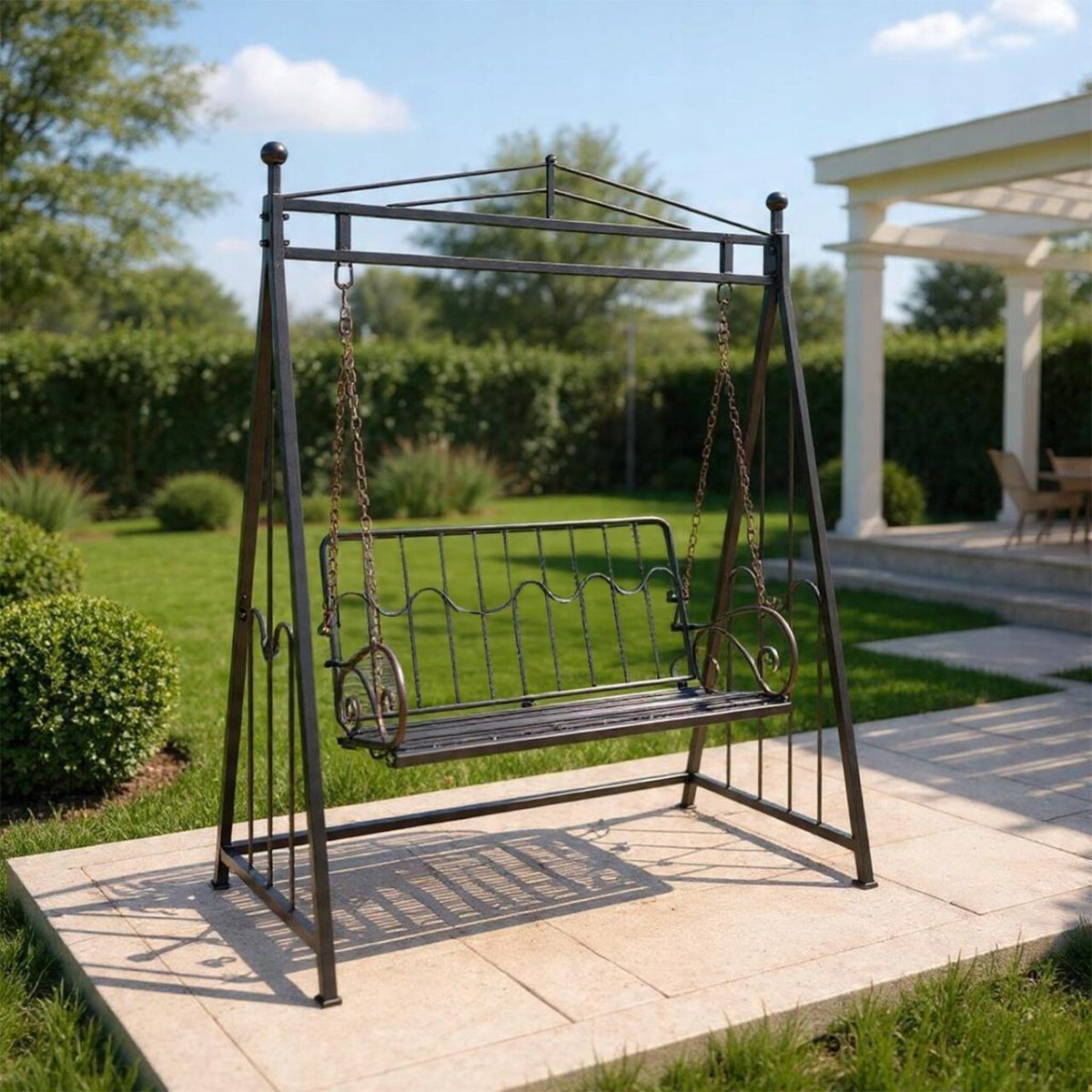 Balansoar Gradina, Metalic, Cu Arcada, Pergola, 2 Locuri, Bronz Antic, 162X90X205 Cm, Don - Imagine 4
