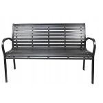 Banca de gradina, plastic, structura metal, maro inchis, 125x60x80 cm, Garden Line - imagine 4