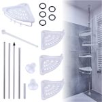 Organizator baie, raft de baie de tip "coltar" cu brat telescopic, cu 4 etajere si suport pentru prosop - imagine 8