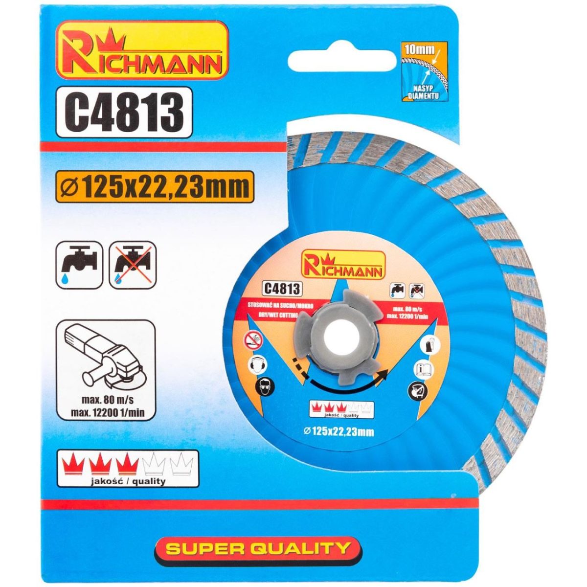 Disc Diamantat Turbo, Beton, Taiere Umeda Si Uscata, 125 Mm/22.23 Mm, Richmann