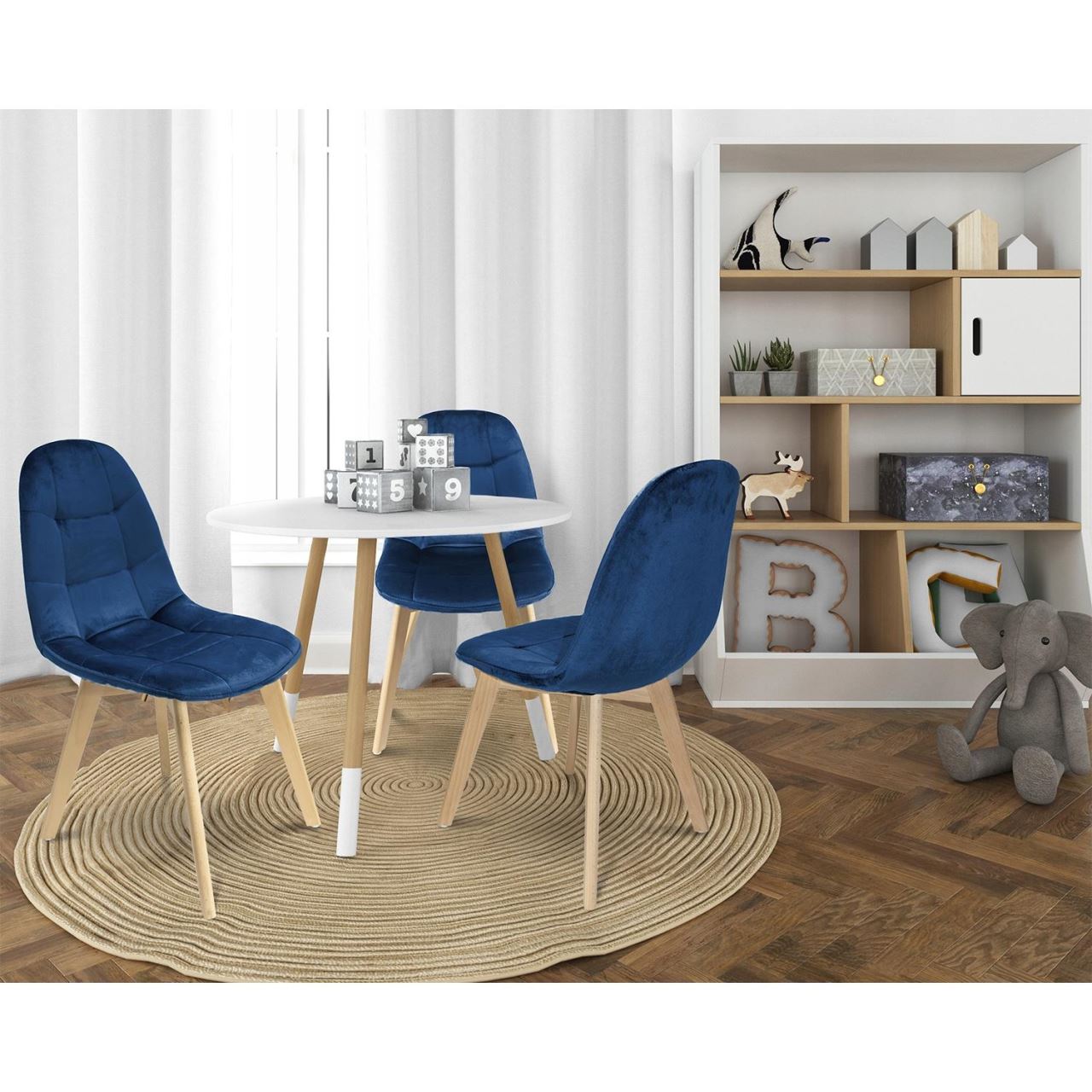 CM-796324-2_square Scaun bucatarie/living, catifea si PU, albastru marin, 43x54x81 cm, Colin