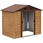 Casuta/magazie/sopron de gradina pentru depozitare unelte, otel si PP, efect lemn maro, 236x152x209 cm