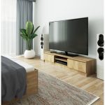 Comoda pentru TV, placa laminata, 4 rafturi, stejar Sonoma, 160x40x33.4 cm