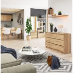 Comoda, placa laminata, 6 sertare, stejar, 120x40x77 cm
