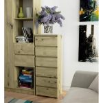 Comoda, placa laminata, 6 sertare, stejar artisan, 40x35x109 cm