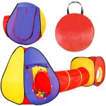 Cort de joaca pentru copii, Springos, 3 in 1, igloo si cub, cu tunel, husa, 245x74x90 cm