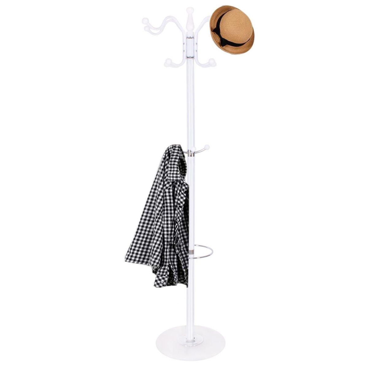Cuier Metalic, 12 Carlige, Baza Marmura, Alb, 174 Cm, Springos
