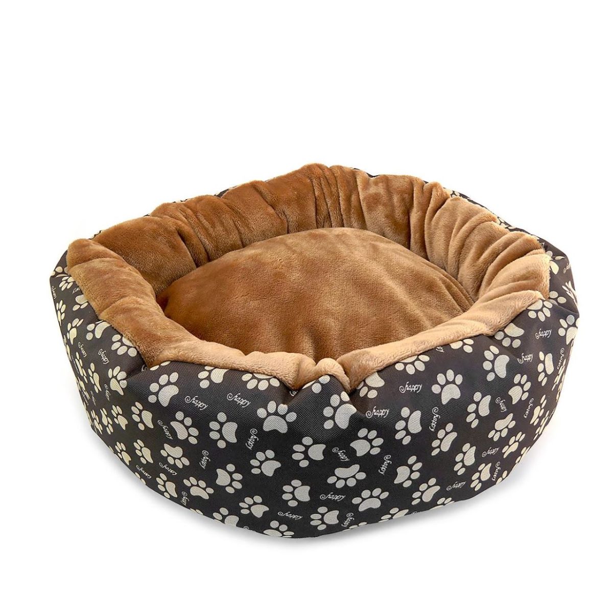 Culcus Moale Cu Perna, Pentru Caine/Pisica, Culoare Crem-Maron, Impermeabil, Baza Antiderapanta, 50 Cm