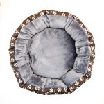 Culcus moale cu perna, pentru caine/pisica, culoare gri, impermeabil, baza antiderapanta, 50 cm - imagine 3