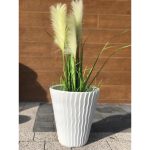 Ghiveci decorativ de flori, rotund, alb, 29.7x33 cm, Sandy