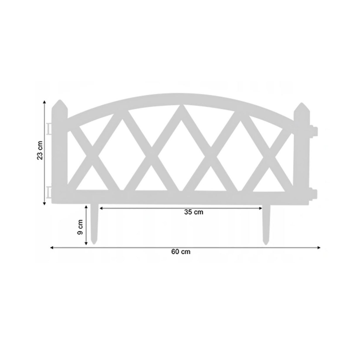 Gard De Gradina Decorativ, Plastic Alb, Set 4 Buc, 59.5X33 Cm