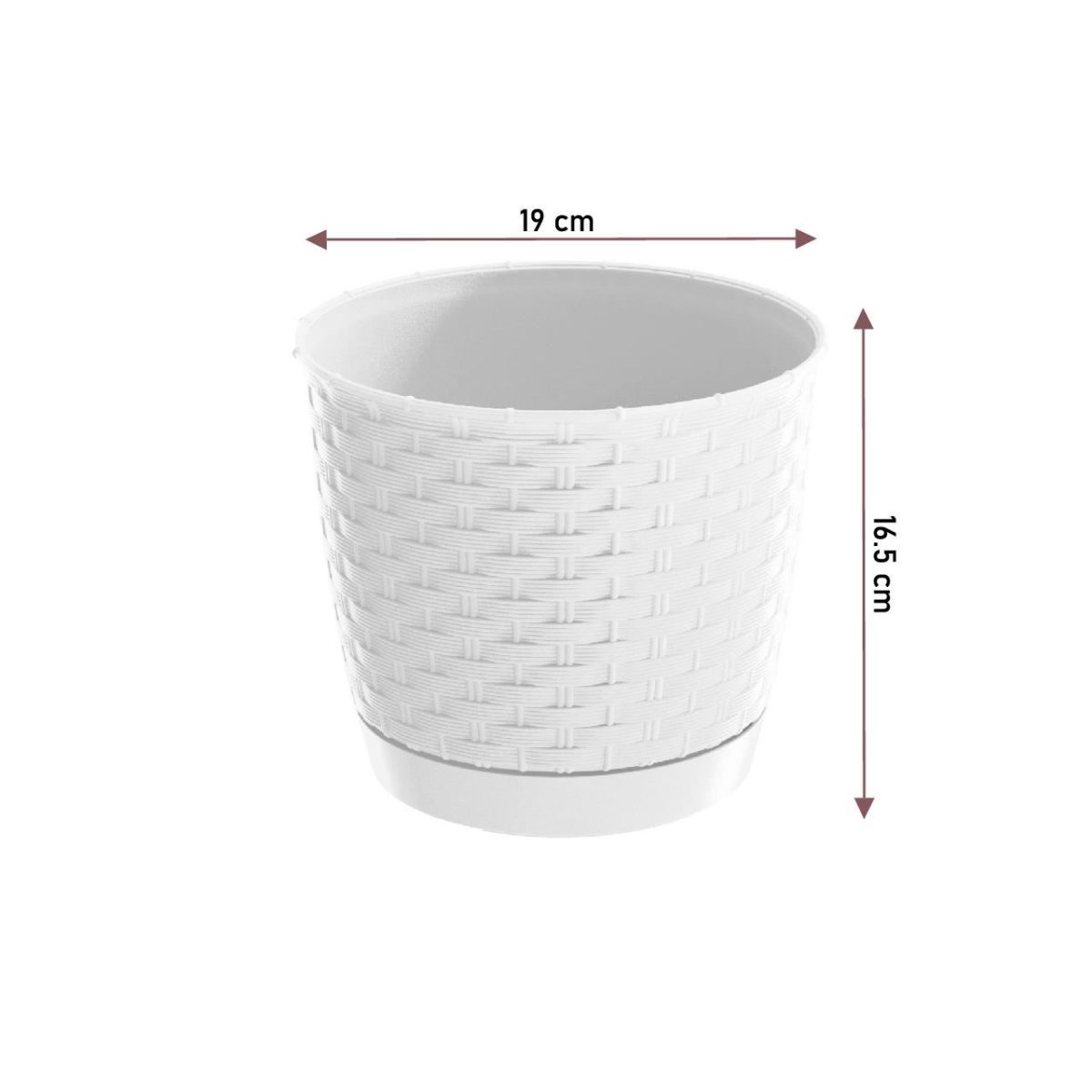 Ghiveci Decorativ De Flori, Rotund, Alb, 19X16.5 Cm, Ratolla Round