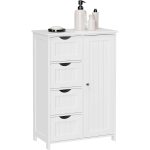 Dulap baie, Artool, MDF, 2 rafturi, 4 sertare, 1 usa, alb, 55x30x82 cm