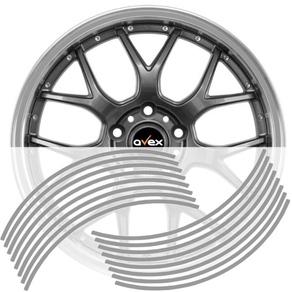 Set 16 inele autocolant pentru jante Argintiu Lucios