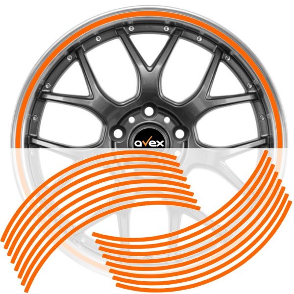Set 16 inele autocolant jante Orange Lucios