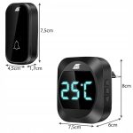 Sonerie wireless, Malatec, 200 m, 52 tonuri, alimentare retea, display LCD, afisaj temperatura, negru, IP44, 7.5×4.5×1.7 cm