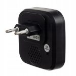 Sonerie wireless, Malatec, 200 m, 52 tonuri, alimentare retea, display LCD, afisaj temperatura, negru, IP44, 7.5×4.5×1.7 cm