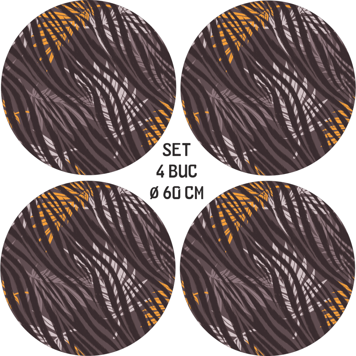 Set 4 Folii Imprimate Outdoor Cu Ecosolvent, Autoadezive, Pentru Decorarea Jantelor Auto, Dimetru 60 Cm, Model Fjt-03