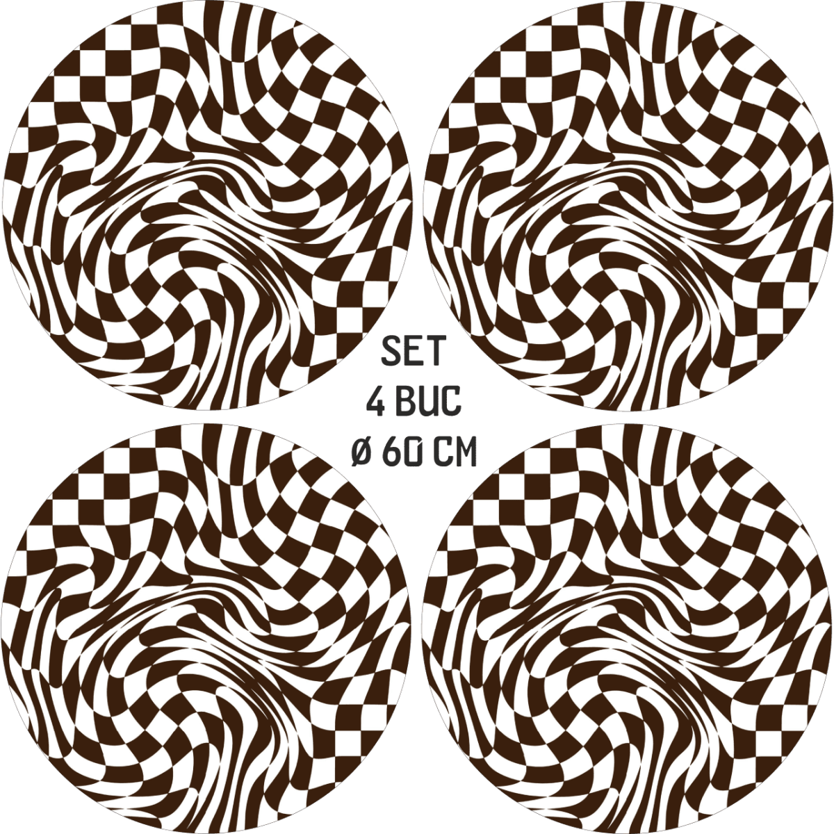 Set 4 Folii Imprimate Outdoor Cu Ecosolvent, Autoadezive, Pentru Decorarea Jantelor Auto, Dimetru 60 Cm, Model Fjt-04