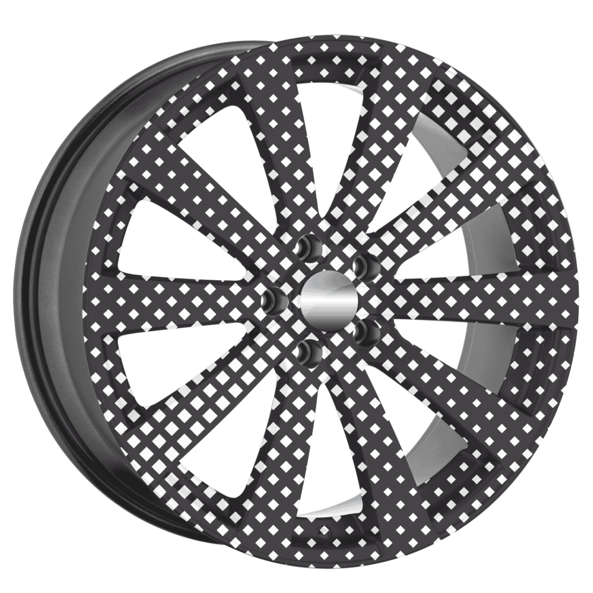 Set 4 Folii Imprimate Outdoor Cu Ecosolvent, Autoadezive, Pentru Decorarea Jantelor Auto, Dimetru 60 Cm, Model Fjt-05