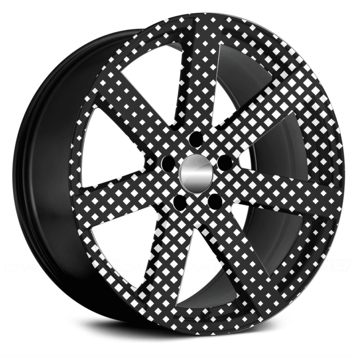 Set 4 Folii Imprimate Outdoor Cu Ecosolvent, Autoadezive, Pentru Decorarea Jantelor Auto, Dimetru 60 Cm, Model Fjt-05