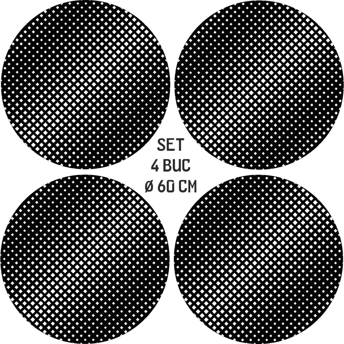 Set 4 Folii Imprimate Outdoor Cu Ecosolvent, Autoadezive, Pentru Decorarea Jantelor Auto, Dimetru 60 Cm, Model Fjt-05