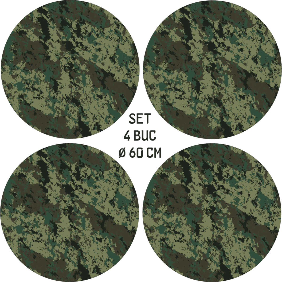 Set 4 Folii Imprimate Outdoor Cu Ecosolvent, Autoadezive, Pentru Decorarea Jantelor Auto, Dimetru 60 Cm, Model Fjt-07