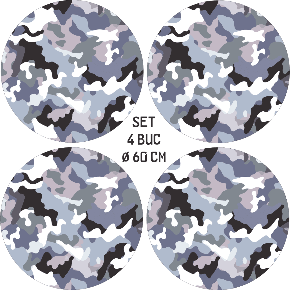 Set 4 Folii Imprimate Outdoor Cu Ecosolvent, Autoadezive, Pentru Decorarea Jantelor Auto, Dimetru 60 Cm, Model Fjt-08