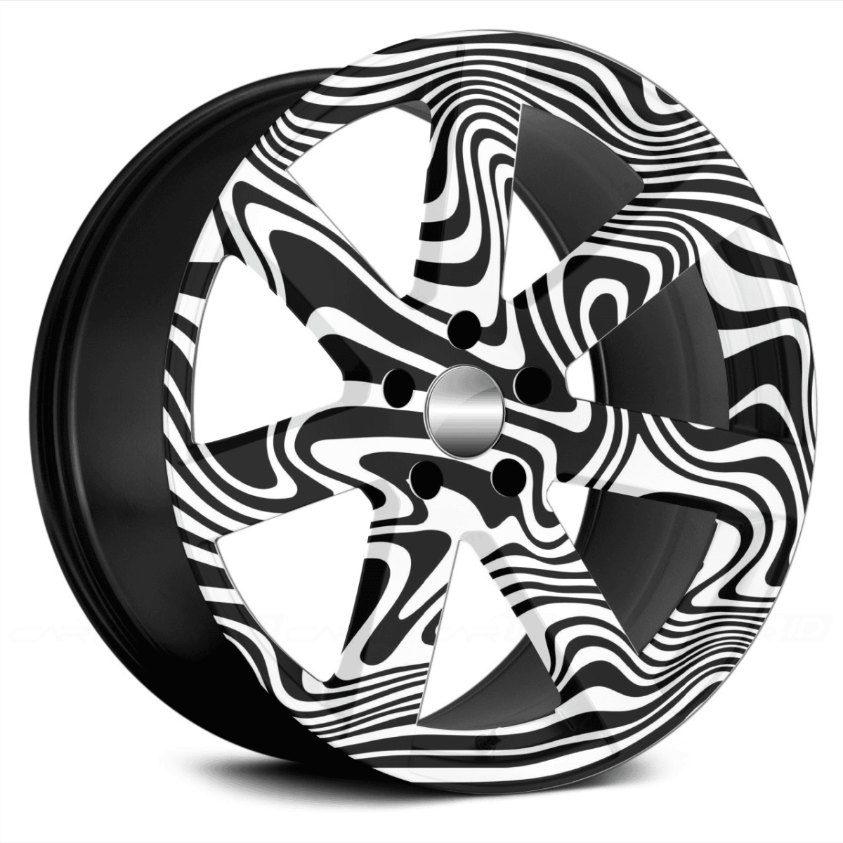 Set 4 Folii Imprimate Outdoor Cu Ecosolvent, Autoadezive, Pentru Decorarea Jantelor Auto, Dimetru 60 Cm, Model Fjt-09