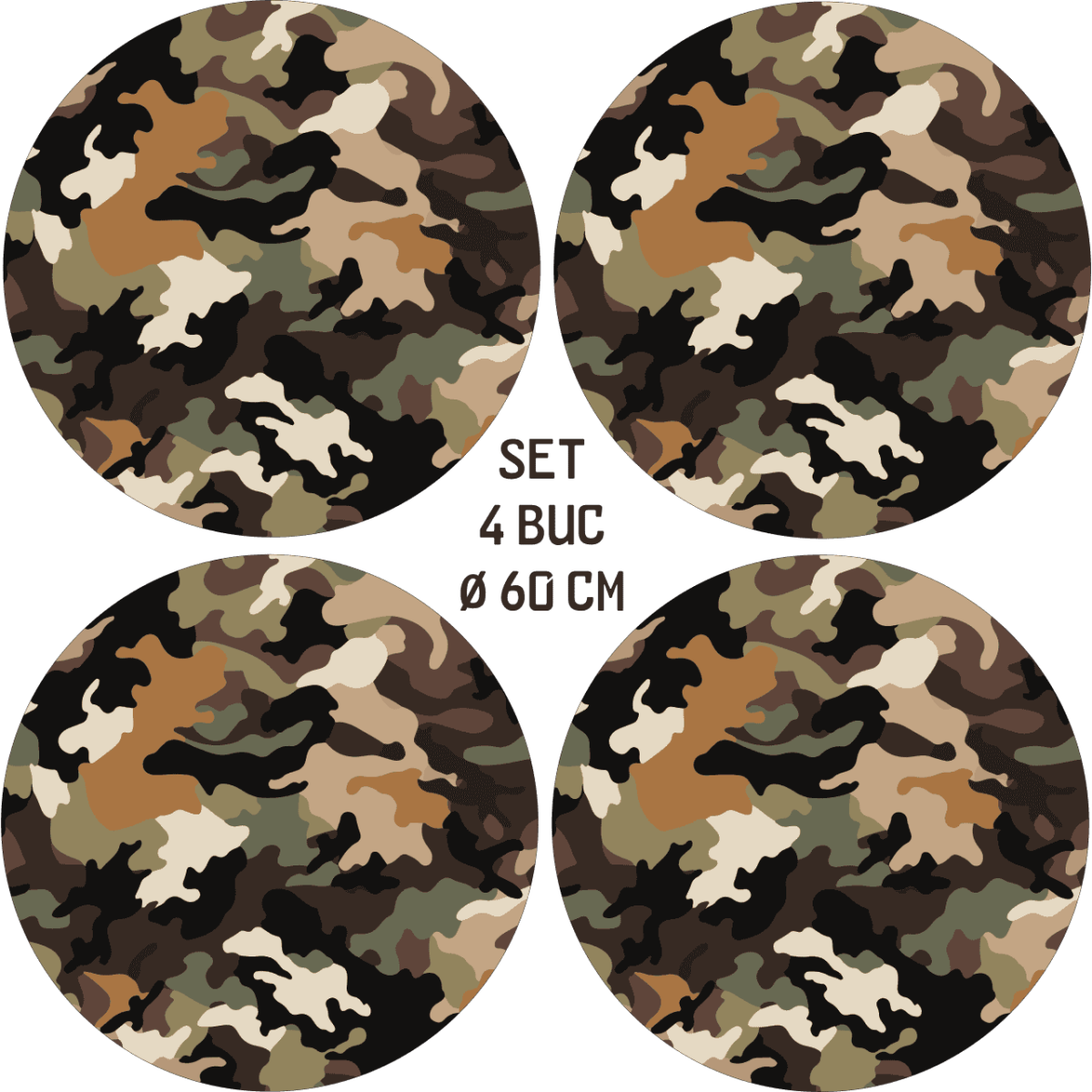 Set 4 Folii Imprimate Outdoor Cu Ecosolvent, Autoadezive, Pentru Decorarea Jantelor Auto, Dimetru 60 Cm, Model Fjt-10
