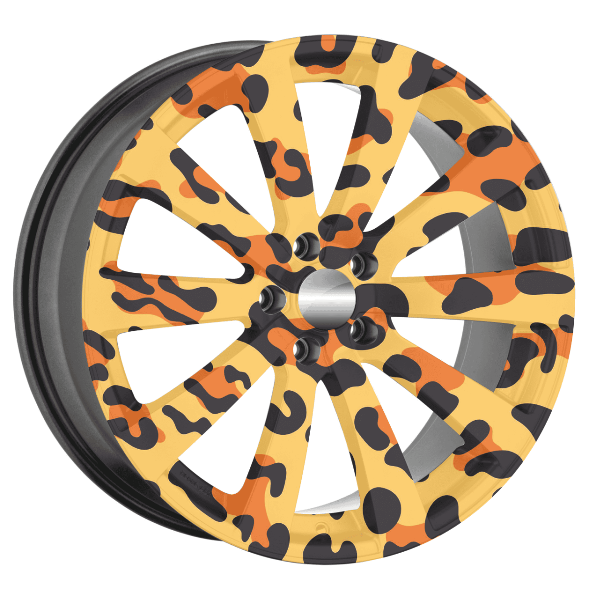 Set 4 Folii Imprimate Outdoor Cu Ecosolvent, Autoadezive, Pentru Decorarea Jantelor Auto, Dimetru 60 Cm, Model Fjt-12