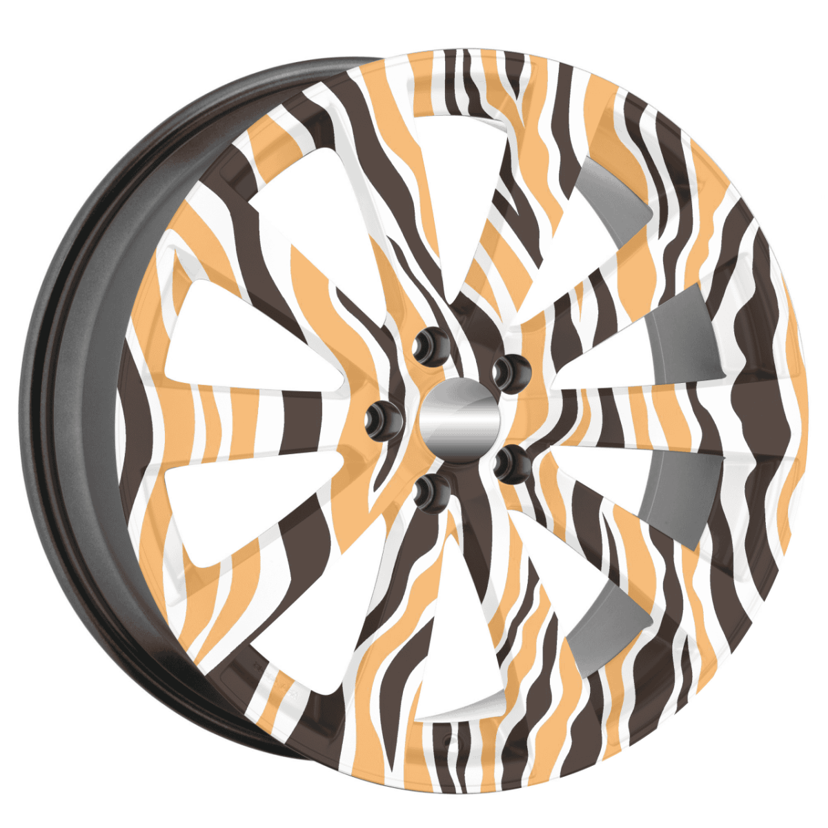Set 4 Folii Imprimate Outdoor Cu Ecosolvent, Autoadezive, Pentru Decorarea Jantelor Auto, Dimetru 60 Cm, Model Fjt-14