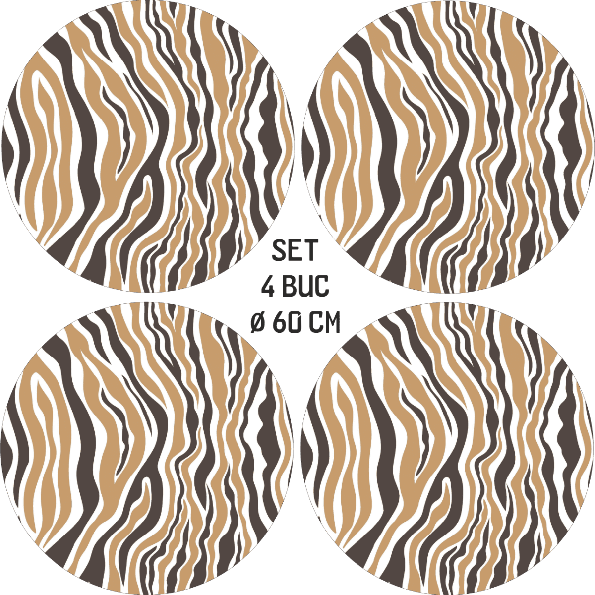 Set 4 Folii Imprimate Outdoor Cu Ecosolvent, Autoadezive, Pentru Decorarea Jantelor Auto, Dimetru 60 Cm, Model Fjt-14