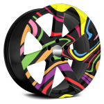 Set 4 Folii Imprimate Outdoor cu EcoSolvent, autoadezive, pentru decorarea jantelor auto, dimetru 60 cm, model FJT-15 - imagine 2