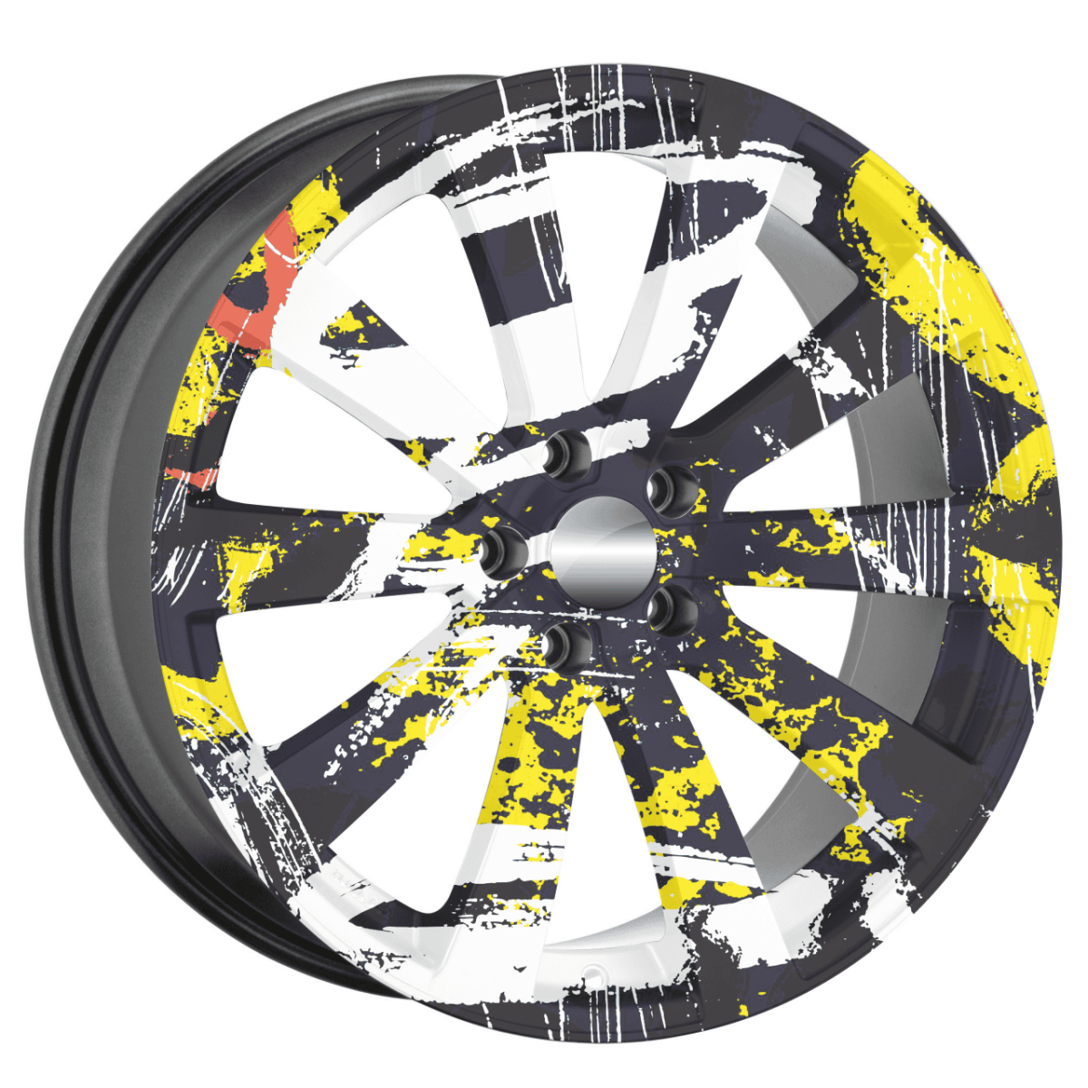 Set 4 Folii Imprimate Outdoor Cu Ecosolvent, Autoadezive, Pentru Decorarea Jantelor Auto, Dimetru 60 Cm, Model Fjt-16