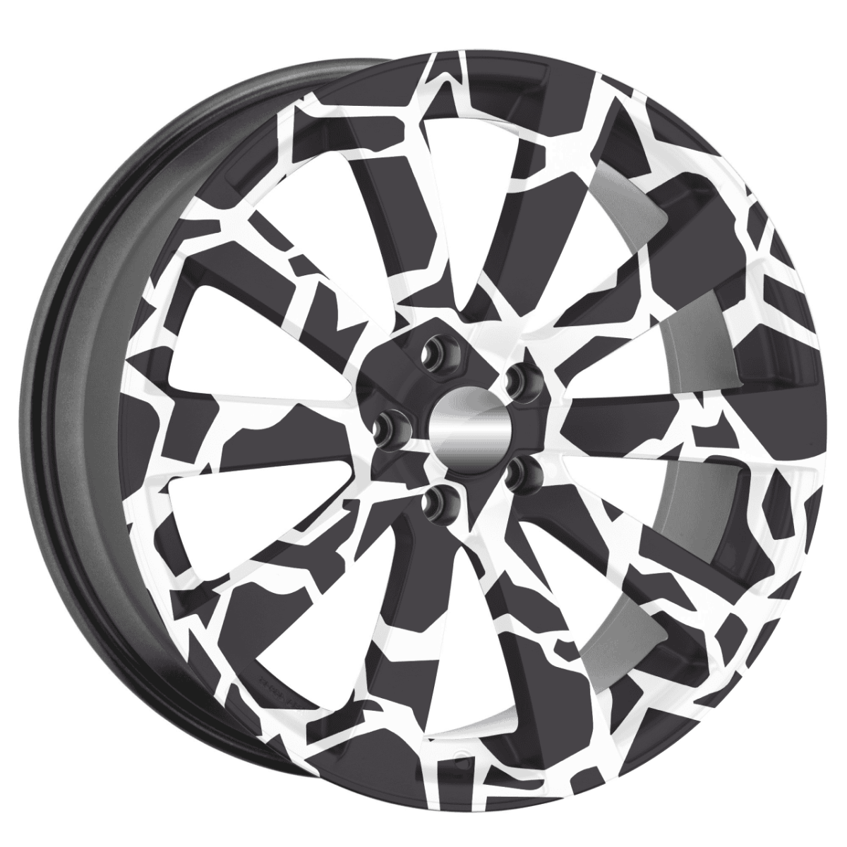Set 4 Folii Imprimate Outdoor Cu Ecosolvent, Autoadezive, Pentru Decorarea Jantelor Auto, Dimetru 60 Cm, Model Fjt-18