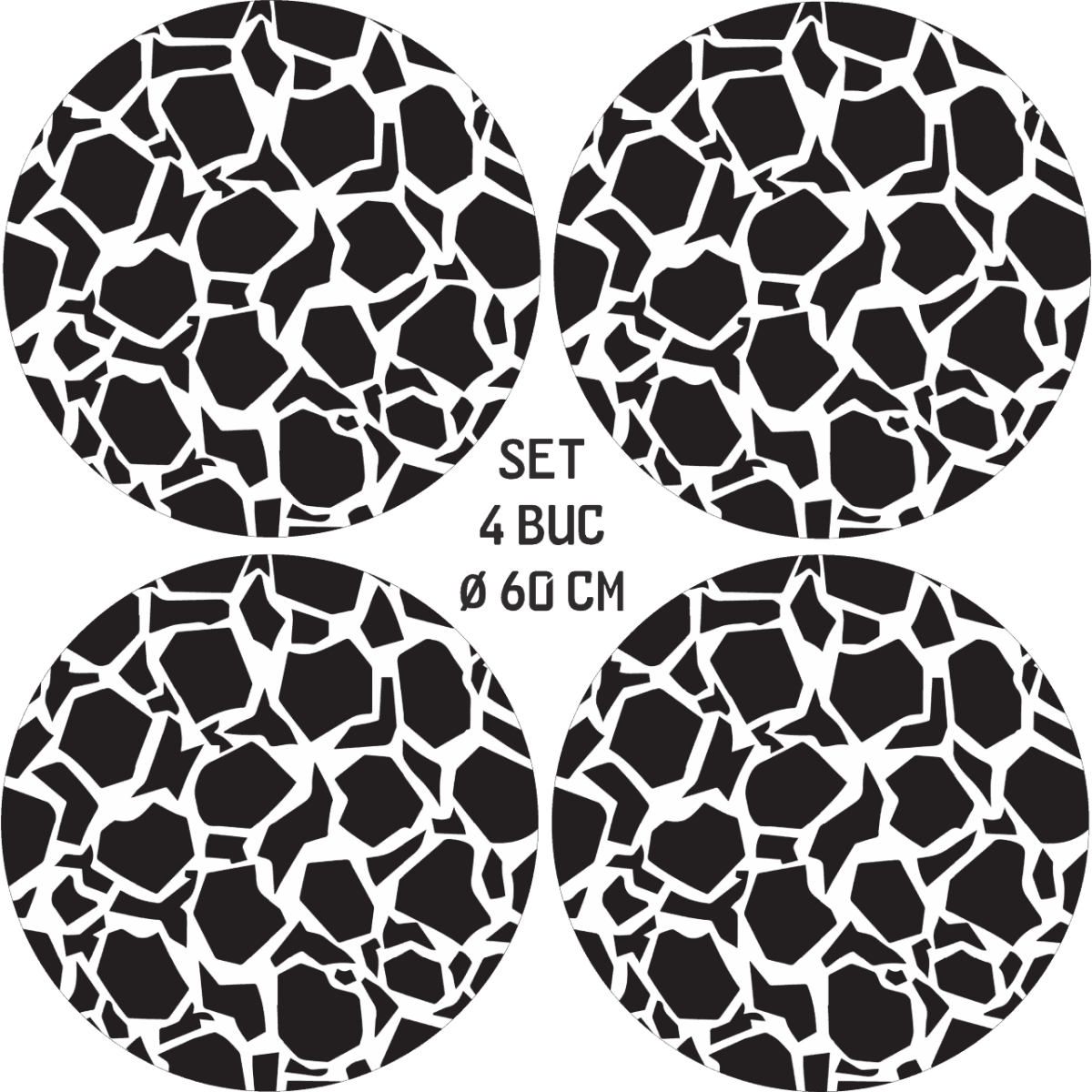 Set 4 Folii Imprimate Outdoor Cu Ecosolvent, Autoadezive, Pentru Decorarea Jantelor Auto, Dimetru 60 Cm, Model Fjt-18