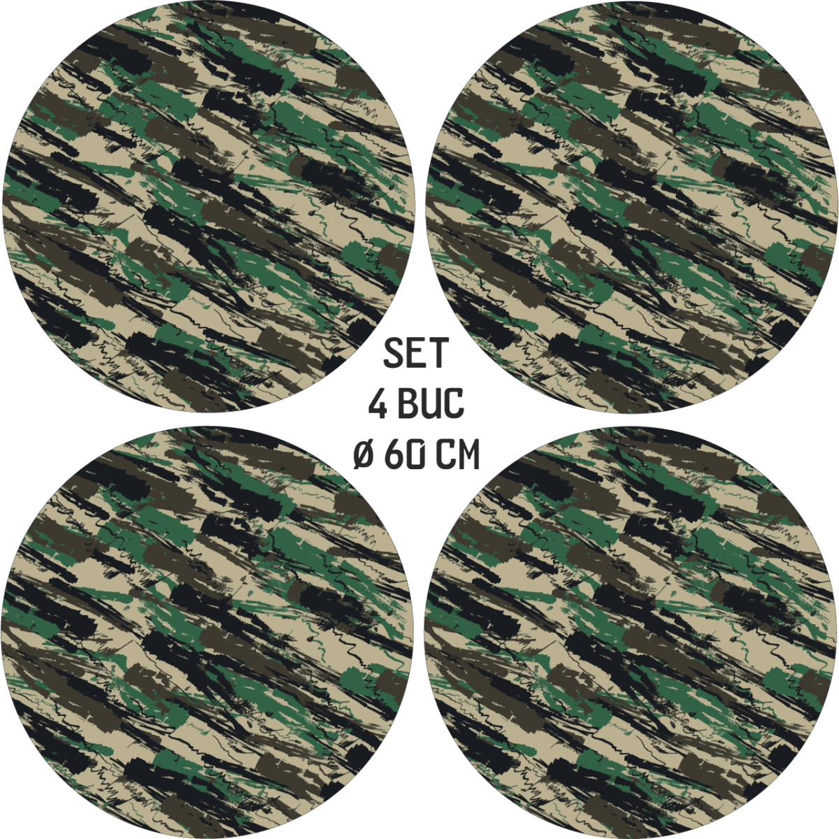 Set 4 Folii Imprimate Outdoor Cu Ecosolvent, Autoadezive, Pentru Decorarea Jantelor Auto, Dimetru 60 Cm, Model Fjt-19