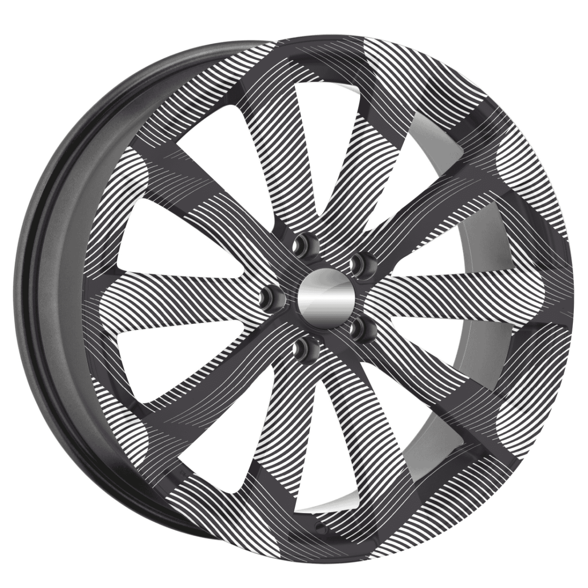 Set 4 Folii Imprimate Outdoor Cu Ecosolvent, Autoadezive, Pentru Decorarea Jantelor Auto, Dimetru 60 Cm, Model Fjt-22 - Imagine 3